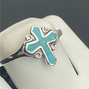 Genuine turquoise size 9 sterling silver 925 heart ring